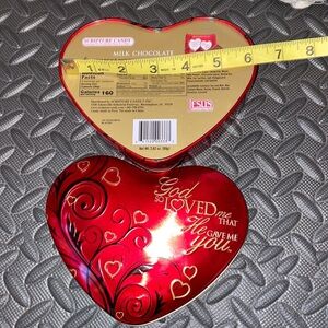 Bible Christian god loved metal tin EMPTY sewing storage trinket valentine heart